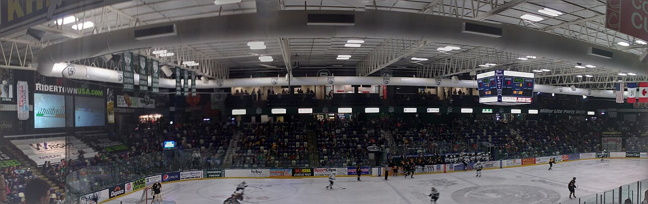An ice hockey arena during a game