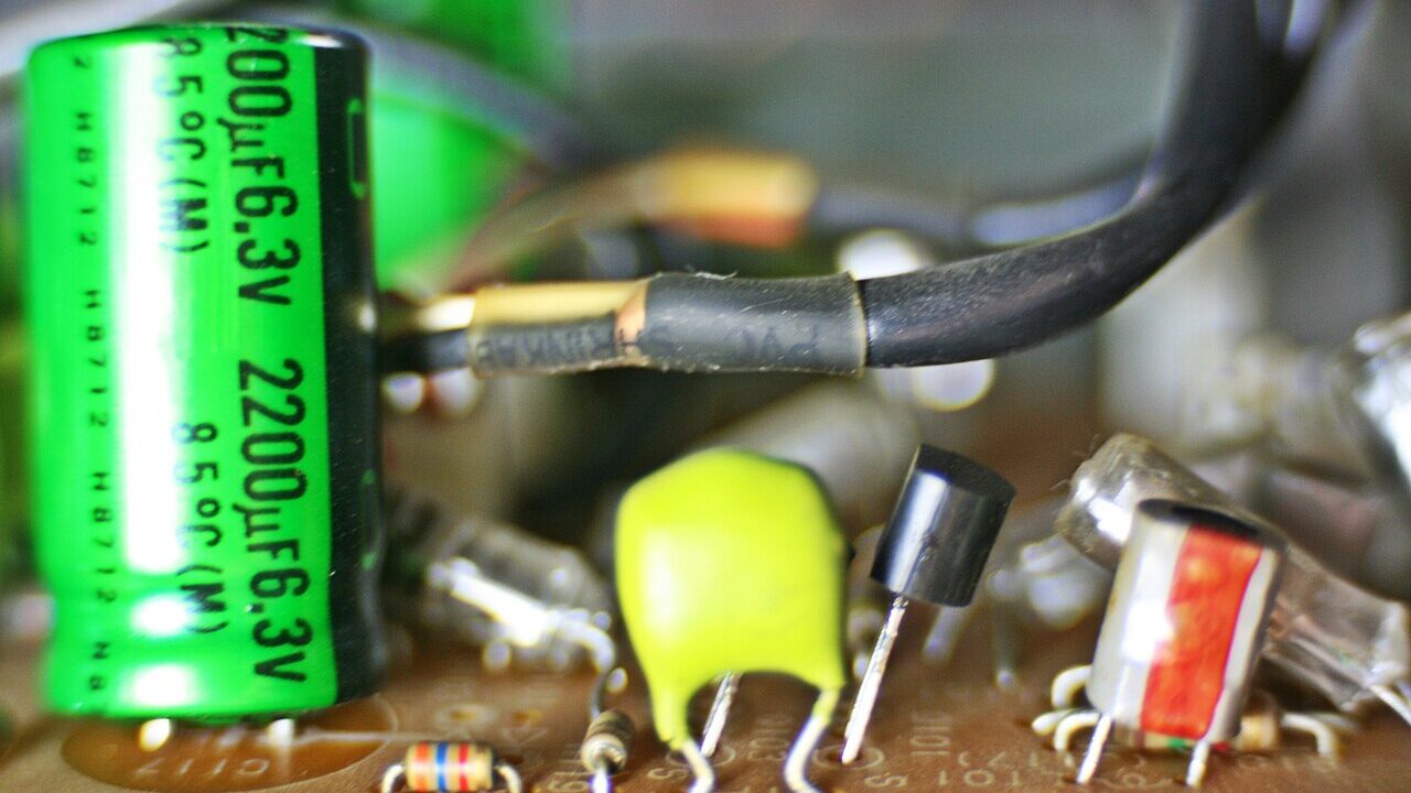Close-up of electronic components on a circuit board