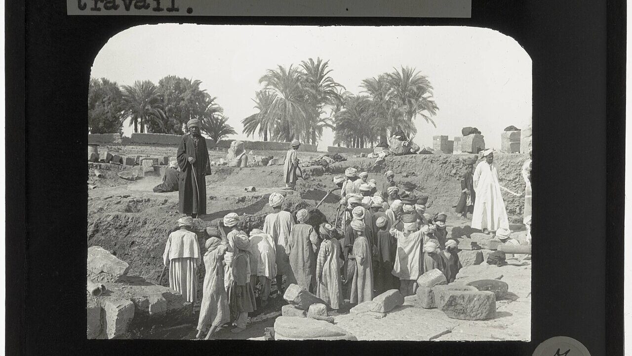 Workers at an archaeological excavation in Egypt