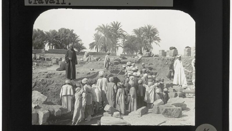 Workers at an archaeological excavation in Egypt