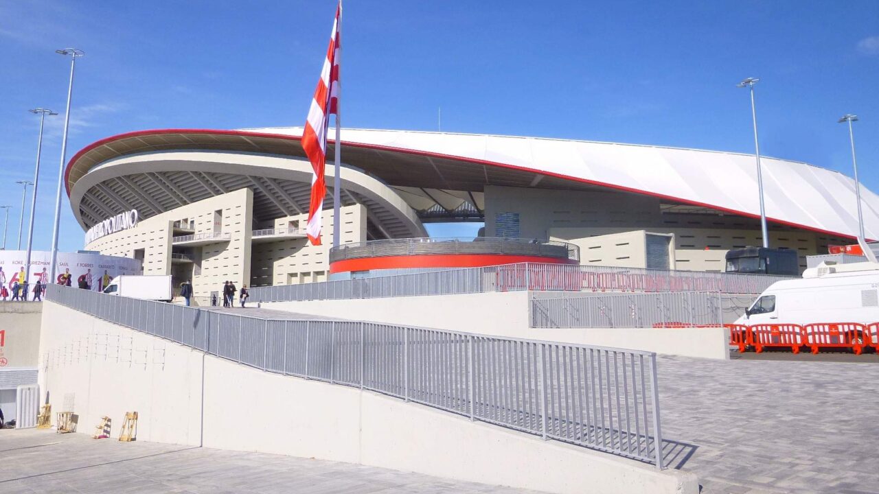 Estadio Metropolitano stadium home of Atletico Madrid under blue sky