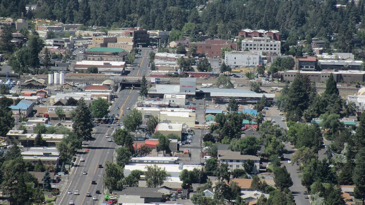 Downtown Bend Oregon skyline from Pilot Butte