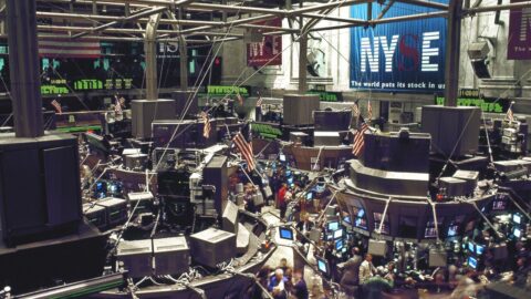 The New York Stock Exchange trading floor on Wall Street.